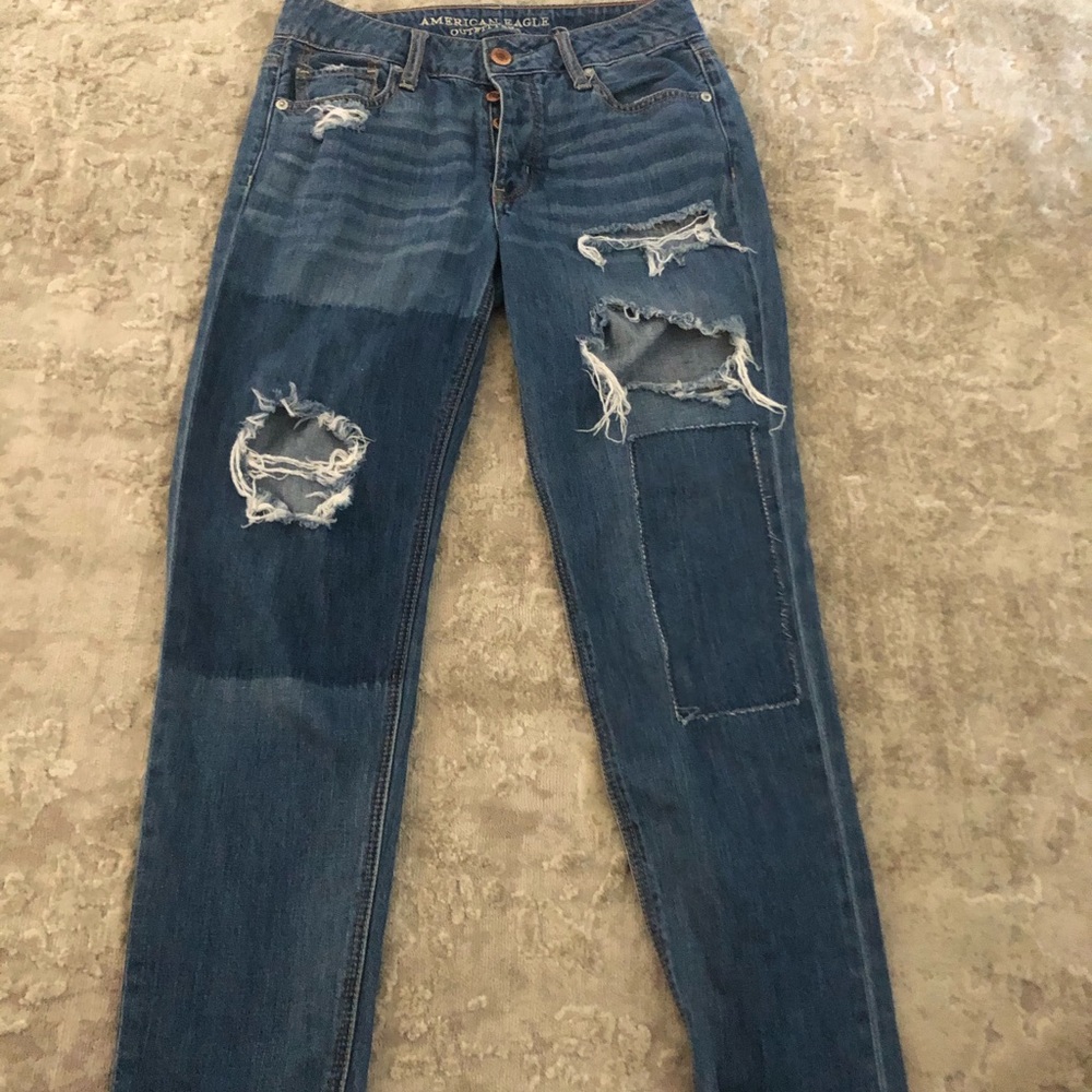 Blue ripped boyfriend jeans